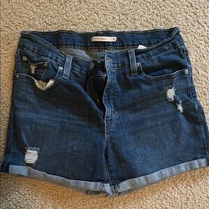 Levi's Blue Jean Shorts Distressed Casual